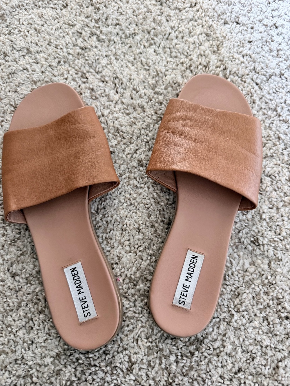 Steve Madden Tan Brown Slide Sandals
